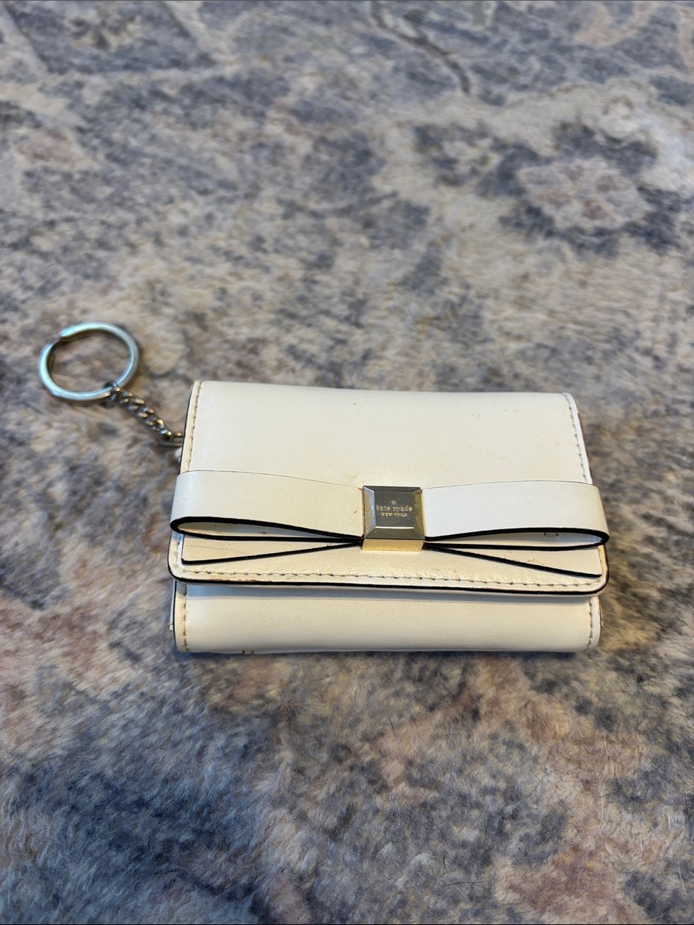 kate spade Cream Bow Key & Card Holder with Gold Accent